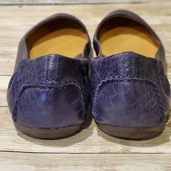 Peter Millar Anaconda Snakeskin Embossed Leather Flats Navy Blue - Picture 4 of 9